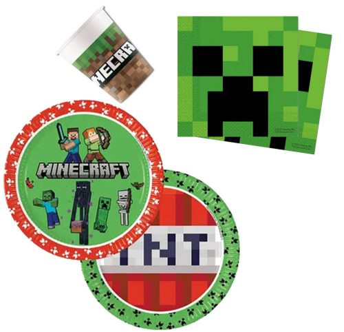 Image of Minecraft party szett 36 DARABOS, 23 cm-es tányérral