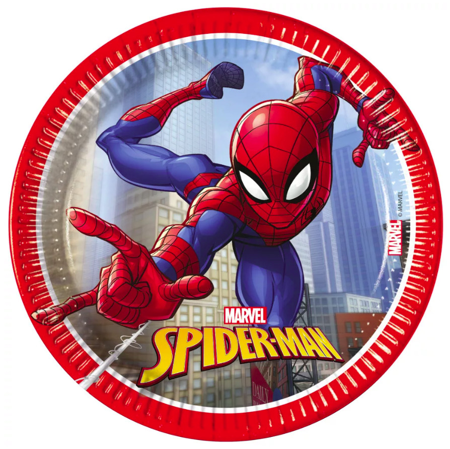 Image of Spiderman Crime Fighter, Pókember papírtányér 8 DARABOS, 20 cm FSC Nr2