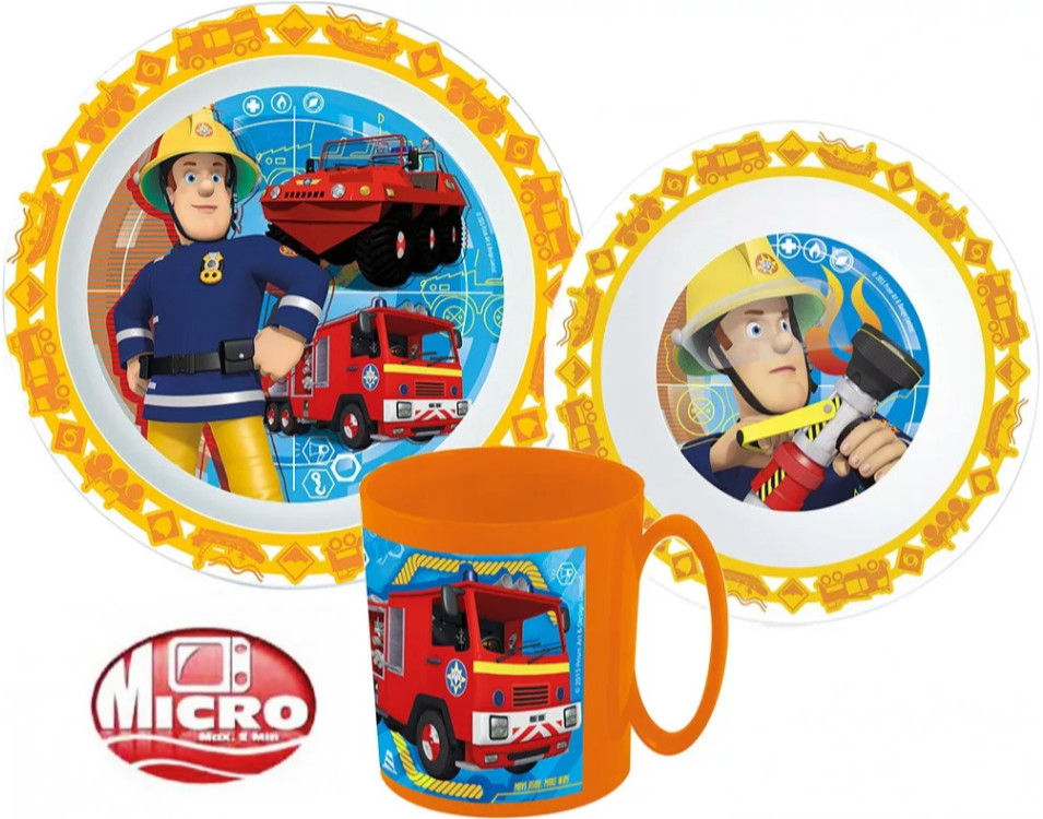Image of Sam a Tűzoltó étkészlet, micro műanyag szett 350 ml-es bögrével
