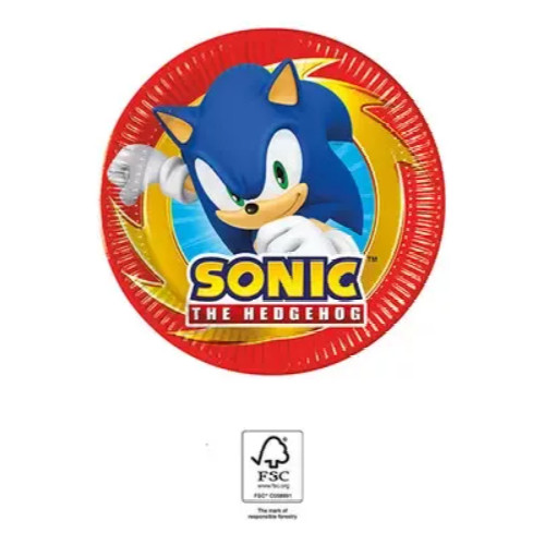Sonic a sündisznó Sega papírtányér 8 DARABOS, 20 cm FSC Nr2
